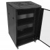 18U A/V and Networking Cabinet - Pre-Loaded with Fan Top, 3 Shelves & Blank Panels - Tapped Rails - Black