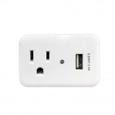 1 Outlet Power Tap - 150J Surge protection, 1 Fast Charge USB Port - White